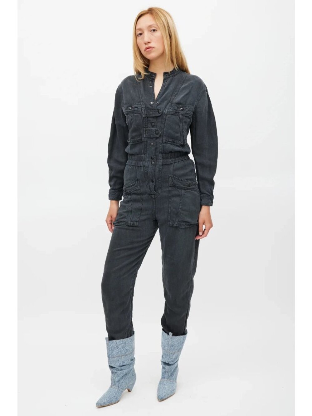 Isabel Marant Étoile Dark Grey Utility pants jeans Jumpsuit sz 38